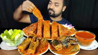 1KG SPICY POMFRET FISH CURRY, FISH GRAVY, CATFISH CURRY, RICE, CHILI ASMR MUKBANG EATING SHOW |