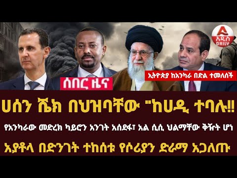 Addis Daily News :የአንካራው መድረክ ካይሮን አንገት አሰደፋ፣ አል ሲሲ ህልማቸው ቅዥት ሆነ |አያቶላ በድንገት ተከሰቱ የሶሪያን ድራማ አጋለጡ