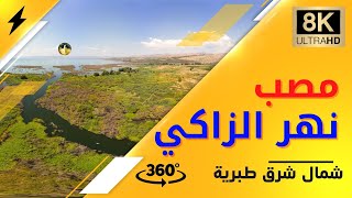 مصب نهر الزاكي - شمال شرق بحيرة طبرية | صورة جوية بتقنية  360ْ | 8K |