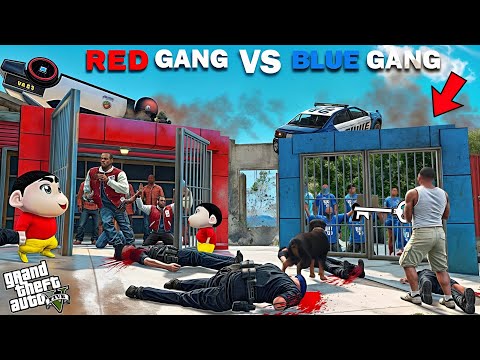 Shinchan Red Gang VS Franklin Blue Gang Prison Escape in GTA 5!