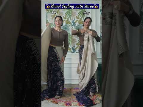 ❄️Shawl Styling with Saree 💫 #trendingshorts #indianfashion #sareestylingtips #winterfashiontips