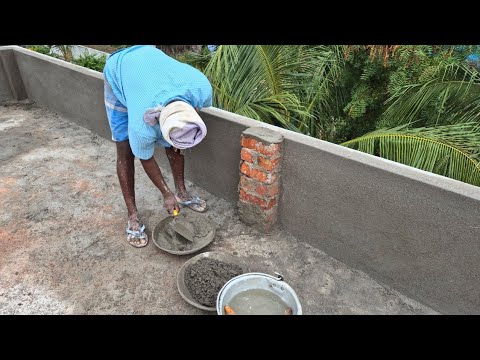 Plastering Techniques_Roof Handwall Joined Brick Piller Plastering with Cement|Speed Plastering