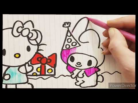 Hello Kitty and Melody Easy drawing step by step coloring for Kids #drawing #forkids