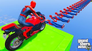الأبطال الخارقين على دراجة نارية على ج - Superheroes on a motorcycle ride on the bridge of spiderman