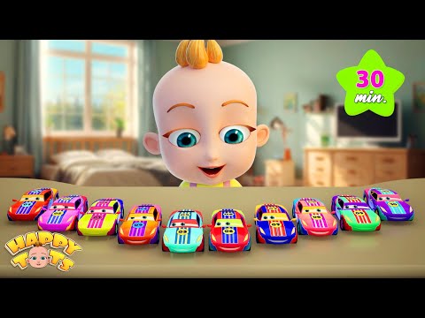 10 Little Cars | Counting 1-10 Song | Number song for Kids | Nursery Rhymes | Happy Tots