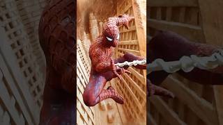 How i carved Spiderman from a red wood #spiderman #woodcarving #spidermanart