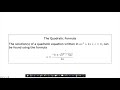 Solving Quadratic Equations with the Quadratic Formula