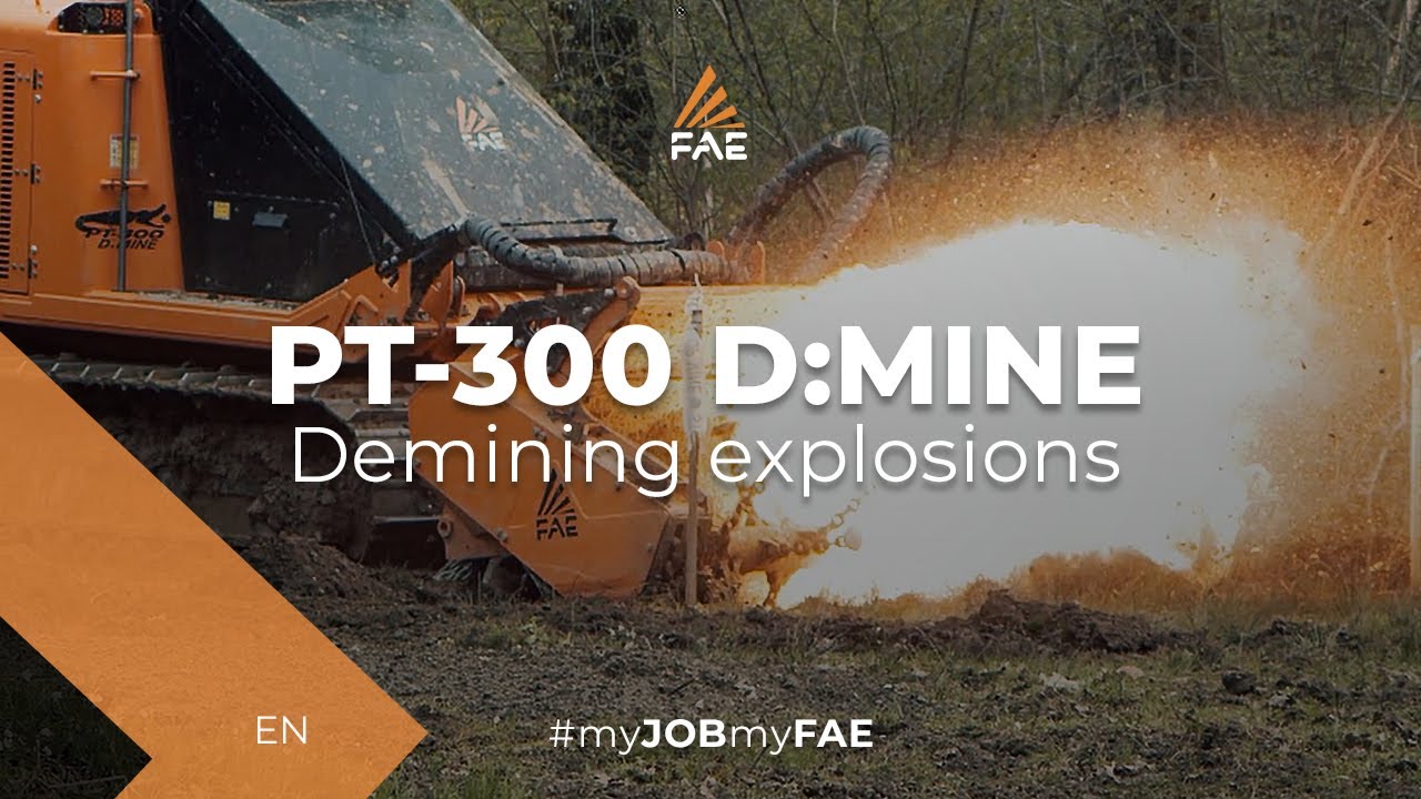 Video - FAE PT-300 D:Mine - Demining explosions with the FAE remote controlled tracked carrier