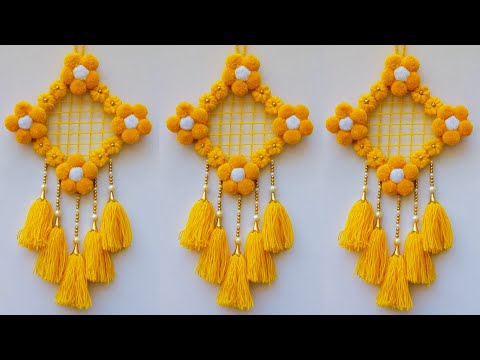 Easy Woolen Flower Wall Hanging Craft For Home Decor | Wall Hanging Craft ideas | Woolen Craft