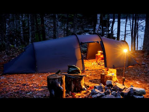 Camping In Snow And Rain With Hot Tent