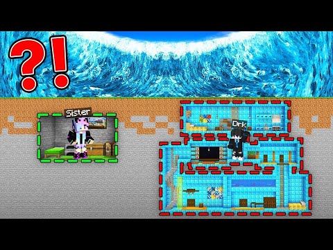 TINY & GIANT Bunker vs TSUNAMI in Minecraft...