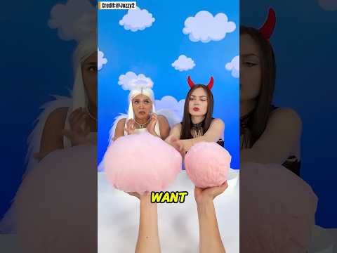 Heaven vs Hell! Cotton Candy Battle Begins! 😇😈🍭 #shortvideo