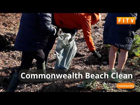 YouTube video thumbnail: Falkland Islands Takes On 2026 Commonwealth Games Beach Clean Challenge