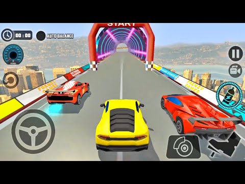 Impossible Car Tracks 3D - Yellow Lambo Driving Simulator Stunts Multiplayer Mode - Android Gameplay