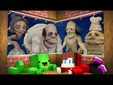 JJ and Mikey HIDE From Scary LITTLE NIGHTMARES FAMILY in Minecraft! - Maizen