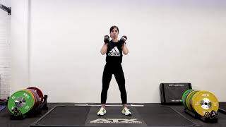 Squat frontale con manubri