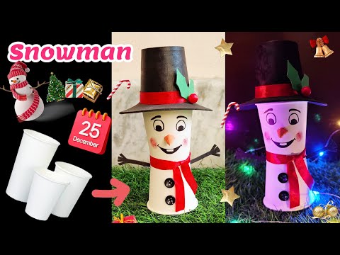 Snowman from Paper Cups/Snowman making for Christmas #snowmancraft #snowmanmaking #christmas2024