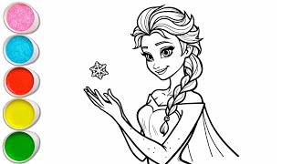 Cute Elsa Frozen Drawing for kids, Painting & Coloring for kids, Toddlers | Let's Draw Together