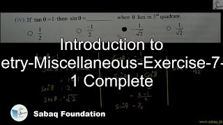 Introduction to Trigonometry-Miscellaneous-Exercise-7-Question 1 Complete