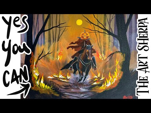 Headless Horseman 🌟🎨 How to  Paint tutorial for Beginners 13 days of Halloween