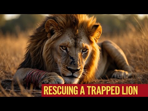 A Lion Caught in a Poacher's Trap Was Freed by Wildlife Rescuers