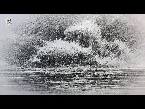 How to draw and Easy Pencil Shading Bushes on Rocks in Scenery Art