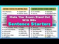 Sentence Starters and Their Functions