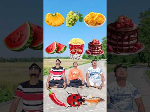 Three cute brothers vs eating biscuit, icecream, lolipop, chocolate, & insect vfx magic video #short