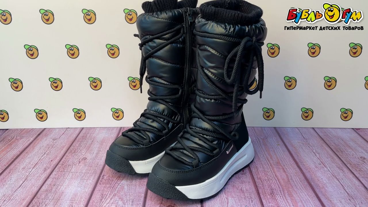 Сапоги Barbaris с декоративной шнуровкой по всей длине и замком черные - видео