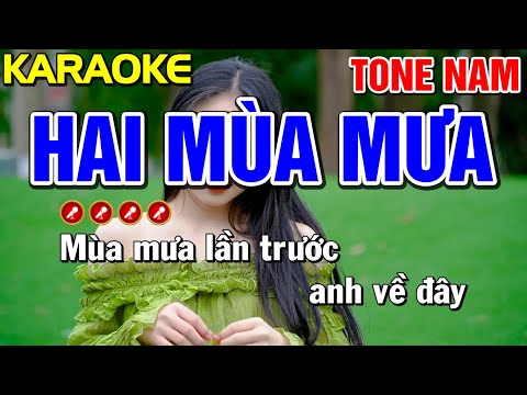 ✔HAI MÙA MƯA Karaoke Nhạc Sống Tone Nam | Bến Tình Karaoke