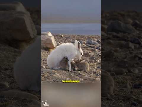 Arctic hare and Arctic wolf#animals #foryou #rabbit #wildlife #wolf