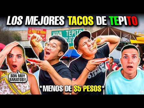 ESPAÑOLES QUIEREN PROBAR los MEJORES TACOS de TEPITO😱🇲🇽 **Menos de $5 pesos**