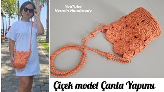 ÇİÇEK MODEL ÇANTA YAPIMI 🧡🌼 #crochet #diy 