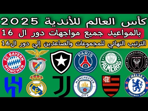 بالمواعيد جميع مواجهات دور ال 16 كأس العالم للأندية 2025 الترتيب النهائي للمجموعات