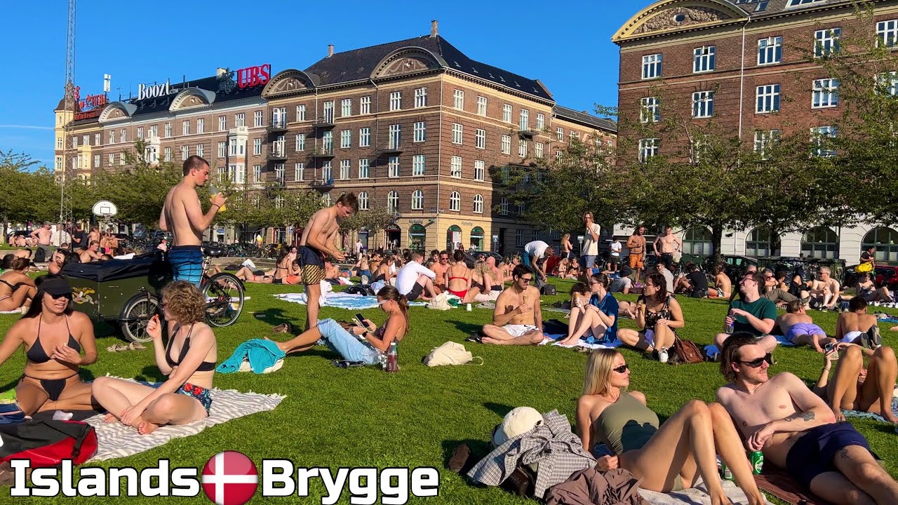 🇩🇰 Islands Brygge Harbor Beach | 4K Beach Walk | Copenhagen Denmark