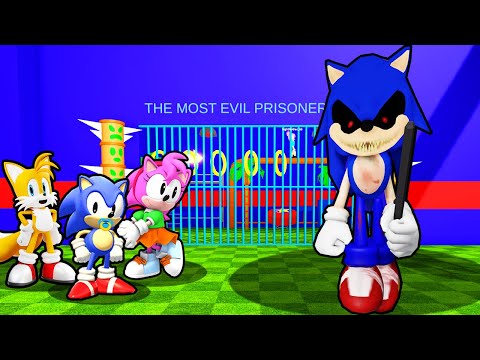 BABY SONIC FAMILY VS SONIC.EXE PRISON RUN ESCAPE IN ROBLOX