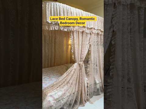 Transform Your Room into a Royal Sanctuary! ✨ Luxury Lace Bed Canopy #bedcanopy #mosquitonet #canopy