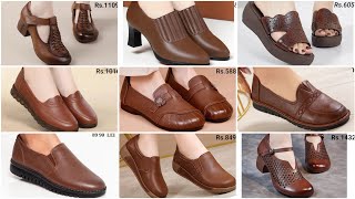2025 GENUINE LEATHER BROWN COLOUR FOOTWEAR DESIGN SANDALS SLIP-ON PUMP BELLY SHOES FOR LADIES 