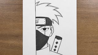Kakashi Half Face Drawing Step by Step