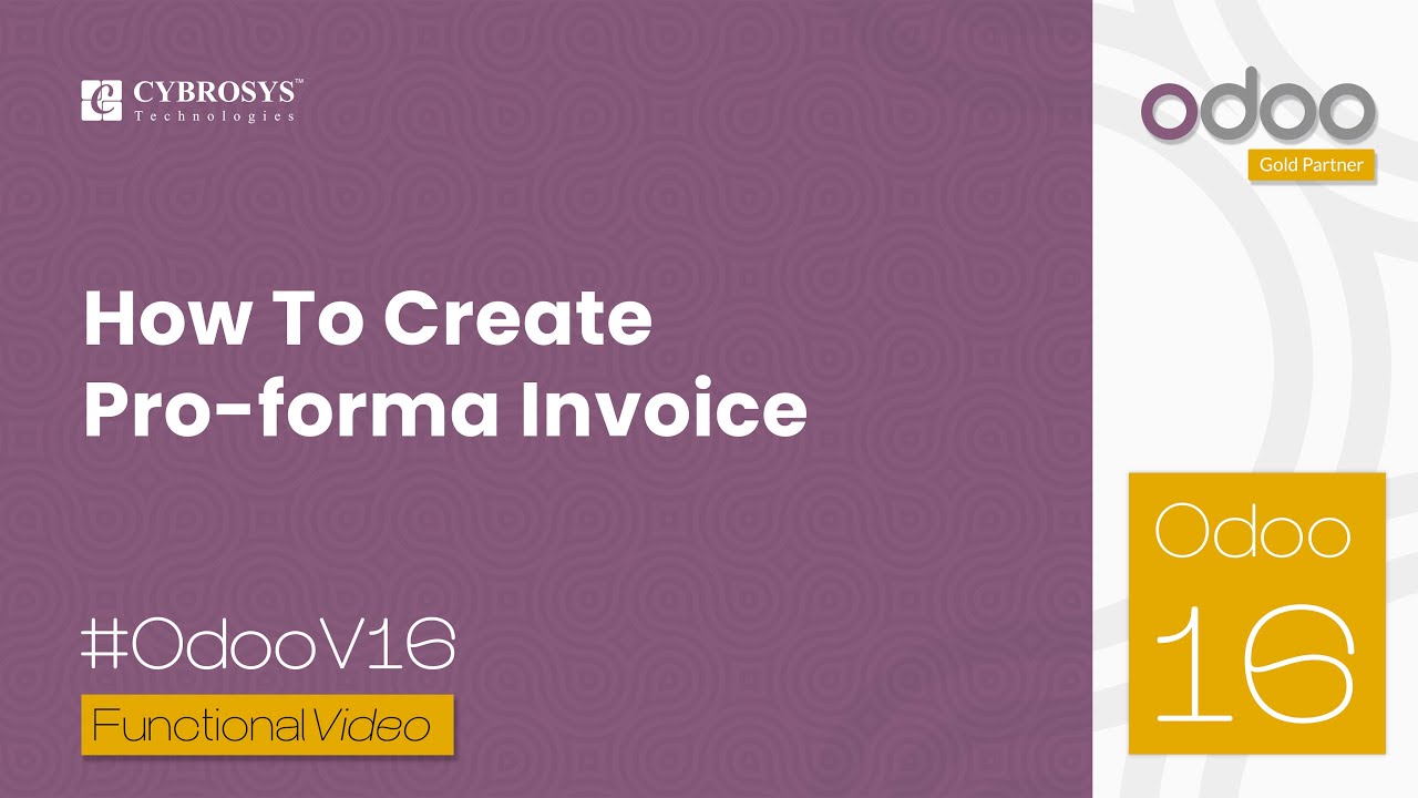 How To Create Pro forma Invoice in Odoo 16 Sales | Odoo 16 Enterprise Edition | 16.11.2022

This video is about how to create Pro-forma invoices. A Pro-forma invoice is a forecast of the cost of a sale order before it has ...