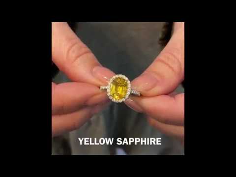 Oval Yellow Sapphire Halo Two-Tone Ring