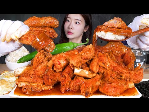 ASMR MUKBANG | 묵은지로 만든 매운 등갈비 김치찜 🥹 밥 위에 묵은지 척척, 고기 척척! 계란쌈까지 싸먹기 Braised Kimchi with Pork Ribs ☆