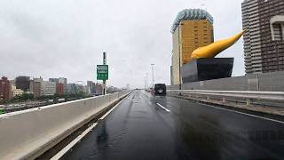 Driving on Tokyo Metropolitan Expressway on a Rainy Day  4K