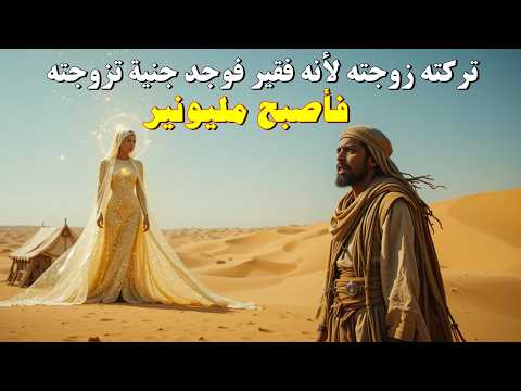 قصة رجل تركته زوجته لأنه فقير فذهب لصحراء فوجد جنية ساعدته فاصبح غنيا فتزوجها فرجع للقرية فلم يعرفوه