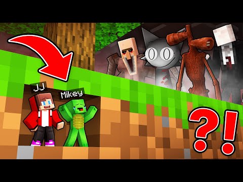 Mikey and JJ Became TINY to HIDE from Monsters in Minecraft (Maizen)