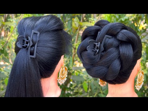 Juda hairstyle for wedding ! without bun juda hairstyle ! easy high bun  done by MonikaStyle 🔥