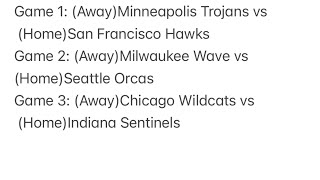 G1 MT vs SFH, G2 MW vs SO, G3 CW vs IS 