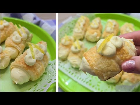 CANNOLI DI PASTA SFOGLIA CON CREMA CHANTILLY AL LIMONE 🍋 GOLOSISSIMI FACILI E VELOCI