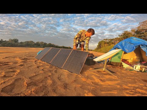 acampamento rio doce pesquei e preparei peixe frito!