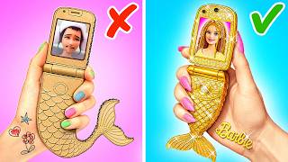 Cardboard Barbie Phone?! *Poor Mermaid Doll Makeover To Rich*